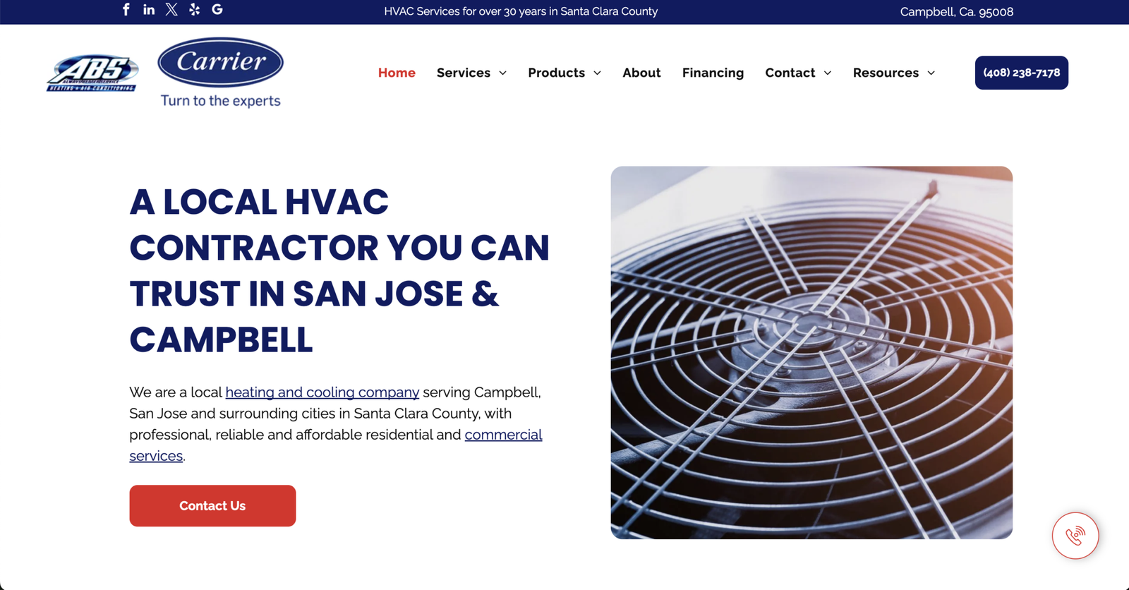 Example of best HVAC web design from The HVAC Digital, the best web design agency for HVAC companies